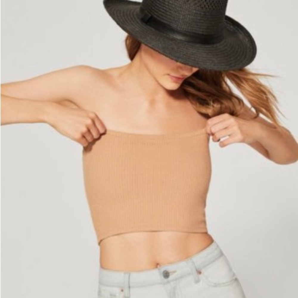 Urban Outfitters Hallie Ribbed Knit Cropped Tube Top